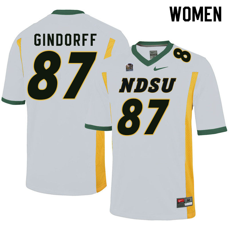Women #87 Noah Gindorff North Dakota State Bison College Football Jerseys Sale-White - Click Image to Close